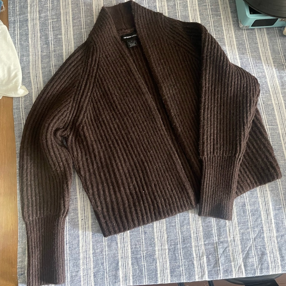 FifteenTwenty Cely Cropped Cardi. Brown. Never worn. Size S.